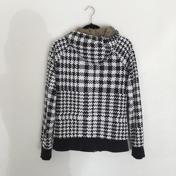 Roxy Black and White Pattern Hooded Winter Jacket - Picture 6 of 7